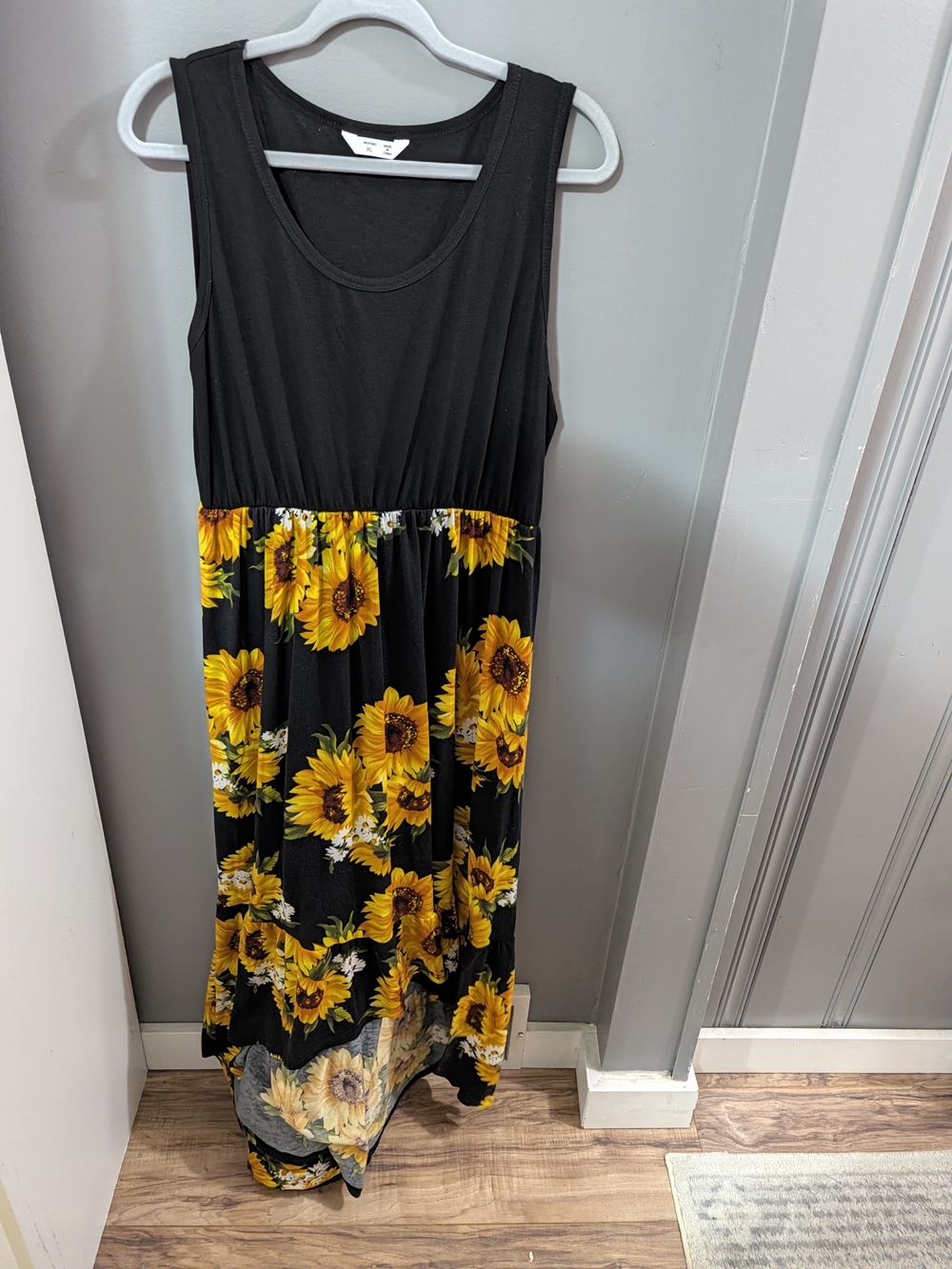 Women's Black Sunflower Print Tank Dress